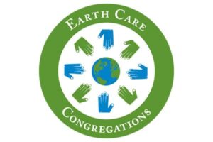 Logo of Earth Care Congregations with green and blue hands around a globe.