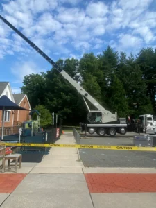 Crane near playground
