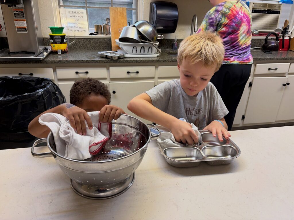Kids helping with the dishes