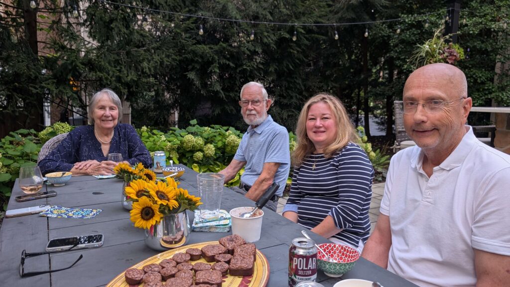 Youth Mission Trip Reunion Kent Phyllis Suzanne and Ed enjoying dessert COMP
